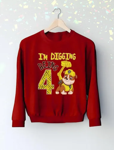 Vista 4 de Paw Patrol Rubble - Camiseta de 4 cumpleaños para niños pequeños