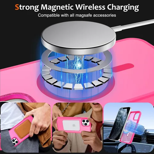 Vista 473 de Anuck - Funda magnética para iPhone 11 compatible con MagSafe, carcasa trasera mate translúcida dura, borde de TPU, delgada, resistente a impactos