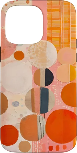 Vista 21 de iPhone 16 Abstract Boho Warm Orange and Pink Mid Century Modern Case