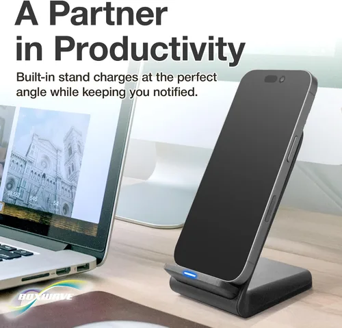 Vista 3 de BoxWave Cargador compatible con Samsung Galaxy S10e - Soporte inalámbrico de carga rápida (10W), sin cable, sin problema, carga tu teléfono