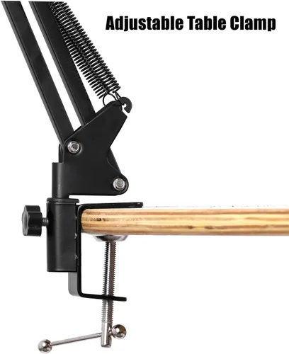 Vista 5 de soporte articulado brazo soporte mesa flexible rotación 360 ° teléfono celular clip titular para todos los teléfonos inteligentes micrófono