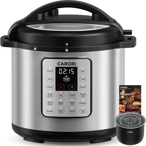 Vista 16 de CARORI Olla a presión eléctrica 9 en 1 de 6 cuartos, olla interior de acero inoxidable, cocina multifunción programable de 12 con diseño