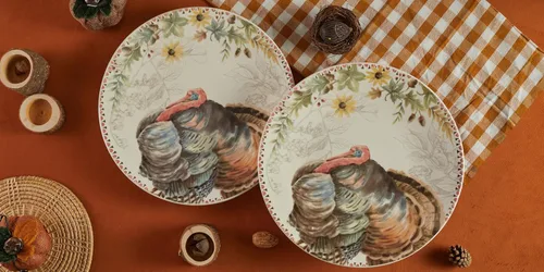 Vista 6 de Bico Blessing Season - Juego de 4 platos de cerámica grandes de 11 pulgadas para pasta, filete, elegantes platos para servir, aptos para microondas