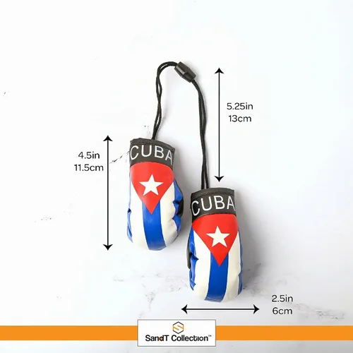 Vista 5 de SandT Collection Guantes de boxeo pequeños con bandera del país - Guantes de boxeo para colgar Cuba