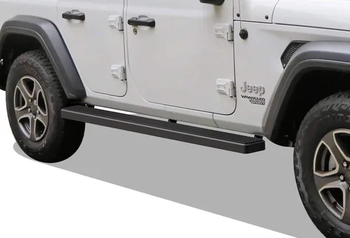 Vista 15 de APS iBoard - Estribos para Jeep Wrangler JL, tamaño mediano, 4 pulgadas, Aluminio negro