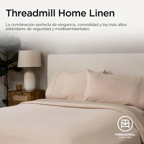 Vista 8 de Threadmill Sábanas de lujo de algodón Supima, sábanas de 100% algodón suaves de 1200 hilos de lujo para cama tamaño matrimonial, juego de 4 sábanas
