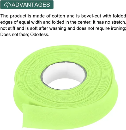 Vista 565 de MECCANIXITY Cinta al bies de doble pliegue de 1/2 pulgada de poliéster continuo a granel para costura, costura, dobladillo, encuadernación y Beige