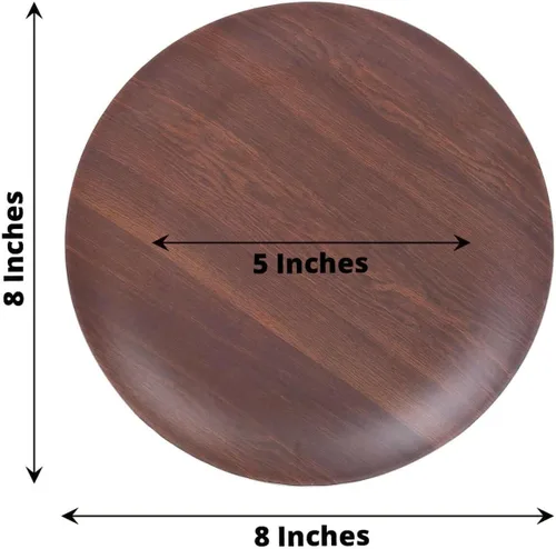 Vista 3 de Efavormart - Paquete de 6 platos de postre de melamina marrón rústico de 8 pulgadas, platos de ensalada con estampado de grano de madera resistente