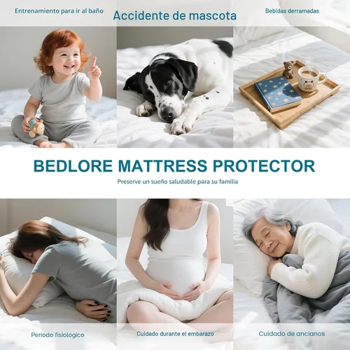 Vista 9 de Protector de colchón impermeable tamaño individual con bolsillos profundos, color gris Breathable Noiseless Soft Mattress Pad Cover Fits 8"-21
