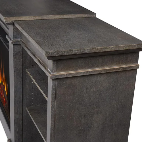 Vista 4 de Eliot - Soporte para TV con chimenea eléctrica de 81 pulgadas, color gris antiguo Real Flame