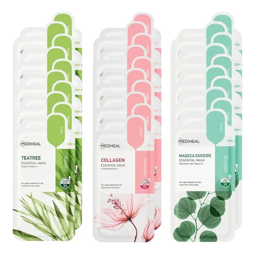 Vista 11 de Mediheal Oficial Mejor Máscara de Hoja Coreana - Máscara Facial Esencial de Colágeno y Árbol del Té, 20 Hojas, Lifting, Reafirmante, Calmante