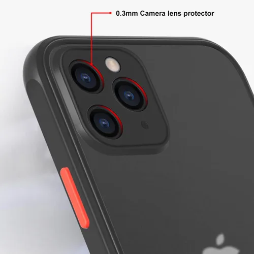 Vista 6 de ZEZHOU Funda para iPhone 11 Pro con protector de lente de cámara, a prueba de golpes, cubierta de cuerpo completo, borde plano suave, translúcido