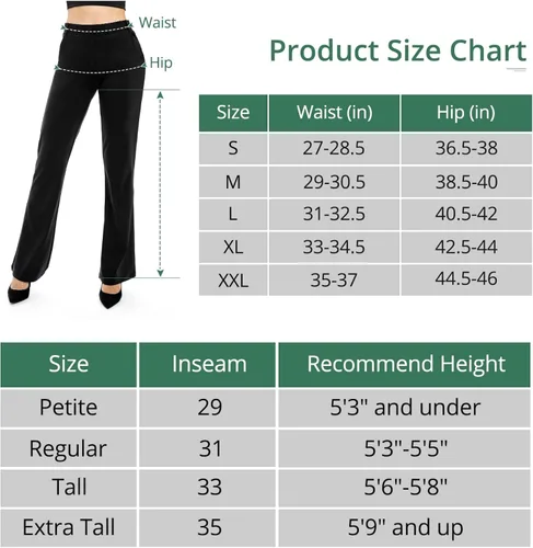 Vista 6 de Pantalones de yoga para mujer con 4 bolsillos 29313335 pulgadas pantalones de trabajo negros casuales pantalones elásticos con corte de bota