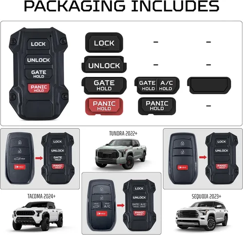 Vista 8 de AJT DESIGN Llavero de repuesto compatible con Toyota Tacoma (2024+), Tundra (2022+), 4Runner (2025+) y Sequoia (2023+) Hecho a medida en Estados