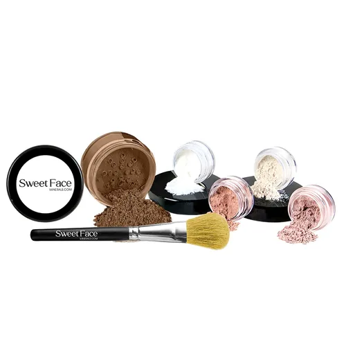 Vista 15 de Kit de inicio de 6 piezas (BEIGE) Maquillaje mineral Tamaño de muestra Set cara desnuda mate base cubierta