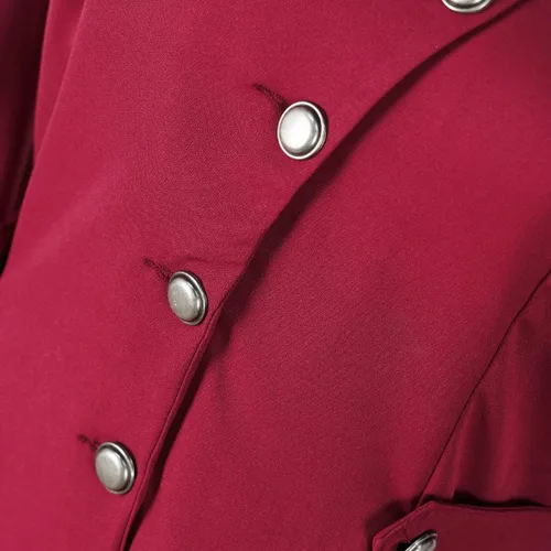 Vista 4 de Abrigo gótico medieval de esmoquin para mujer, gabardina, disfraz de rendimiento para Halloween (rojo, XXL), Rojo