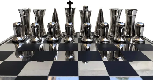 Vista 4 de Art Decor Series - Juego de ajedrez de aluminio de 3.5 pulgadas King con tablero de ajedrez de 14 pulgadas