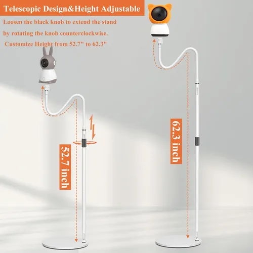 Vista 3 de Soporte telescópico para monitor de bebé para BOIFUN Baby 2S/5S/6T, ieGeek Baby 1T, DEATTI BM101-M, ARENTI P2Q/ B2, Momcozy BM01/BM03/BM04/BM02