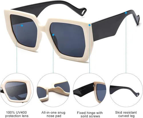 Vista 5 de OKH Oversized Sunglasses for Women Trendy Square Sun Glasses UVA UVB Protection