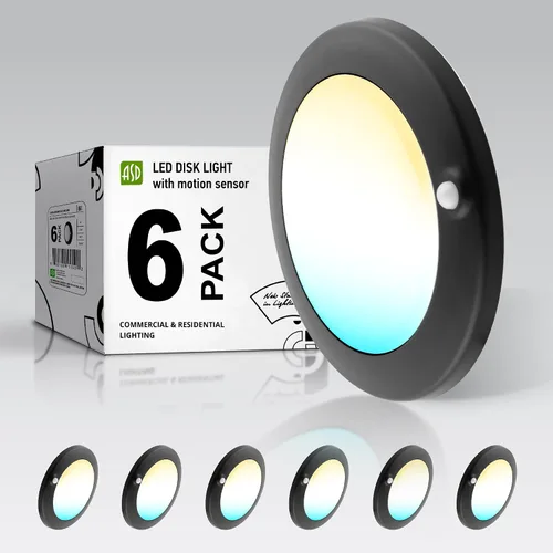 Vista 34 de ASD Paquete de 6 luces LED de disco de 4 pulgadas, 10 W 5CCT 2700K-5000K 685LM CRI90+, lámpara de techo regulable, disco de montaje en superficie