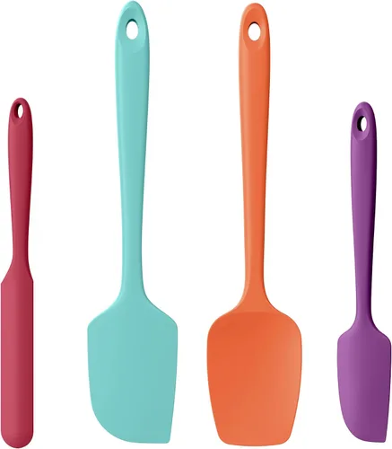 Vista 14 de Juego de 3 espátulas de silicona resistentes al calor, 600 ºF, utensilios de cocina antiadherentes sin BPA para mezclar sin costuras, plegar, raspar