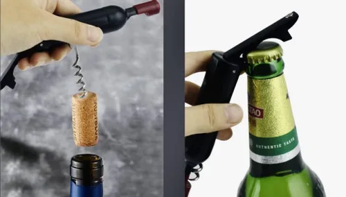 Vista 2 de Abrebotellas magnético: se adhiere al refrigerador para botellas de vino y cerveza, lindo abrebotellas de vino de dos funciones