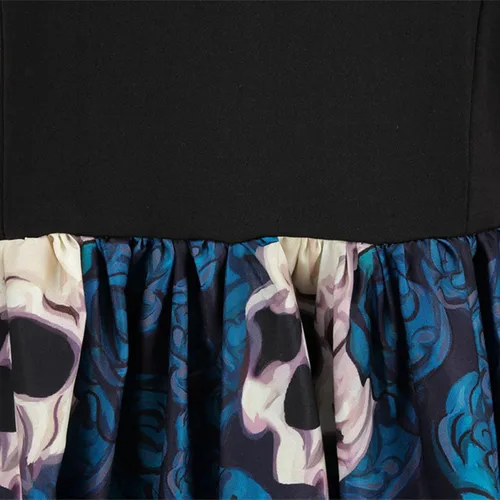 Vista 8 de Vestido de Halloween para mujer 2022 estampado de moda manga larga cuello cuadrado casual dobladillo
