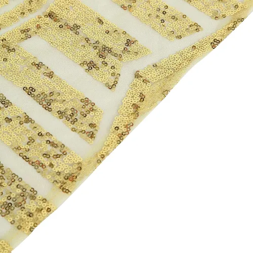 Vista 8 de Efavormart - Mesa cuadrada de tul geométrico con lentejuelas doradas brillantes de 72 pulgadas Dorado