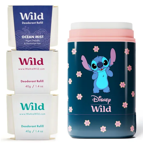Vista 17 de Wild - Kit de inicio recargable de desodorante con estuche de agua y recarga perfumada de pomelo rosa y lima 1.4oz - Sin aluminio - Protección