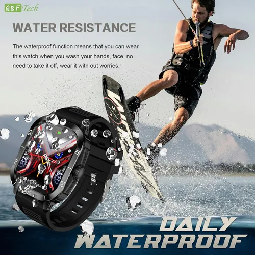 Vista 6 de Q&F Tech Reloj deportivo inteligente C50Pro para monitor de fitness y salud, incluyendo presión arterial y oxígeno/frecuencia
