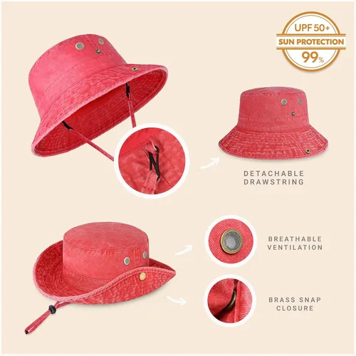 Vista 2 de CHOK.LIDS Sombrero clásico de algodón de ala ancha con cuerda ajustable unisex sombrero de sol ligero para viajes al aire libre