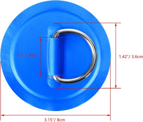 Vista 2 de TOBWOLF 6PCS Stainless Steel Paddle Board D-Ring Kit Azul - 3.1 in
