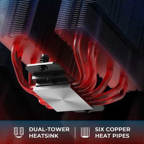 Vista 2 de ID-COOLING FROZN A620 PRO SE - Enfriador de aire para CPU de torre dual Blackout, 6×Ф6mm Heatpipes, ventiladores silenciosos duales de 120x120x25mm