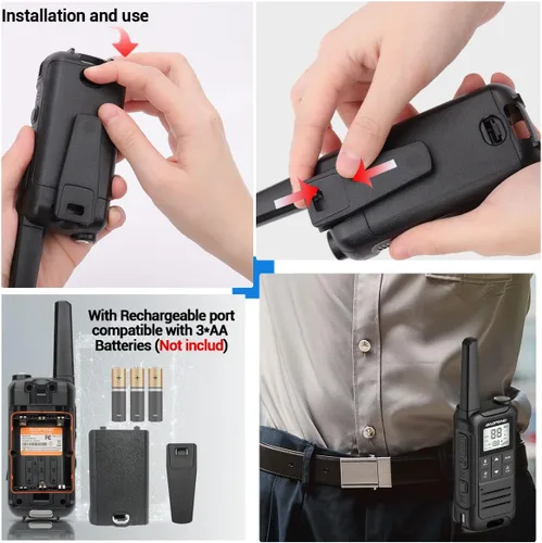 Vista 6 de Walkie Talkies de Largo Alcance Recargables para Adultos, Baofeng F22 FRS Radio Walky Talky Walkie-Talkie Familiar con Linterna Batería de 1400 mAh