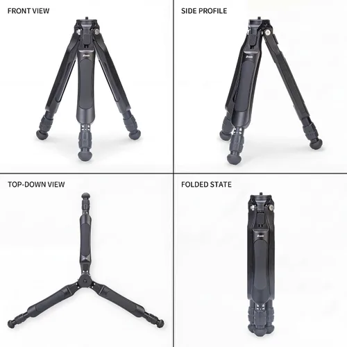 Vista 4 de Zeadio Trípode de cámara ajustable, trípode portátil de viaje de aluminio de mesa, altura ajustable de 3 etapas, capacidad de carga de 11.0 lbs