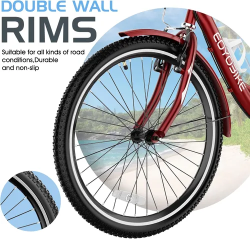 Vista 4 de Slsy Triciclo para adultos de 7 velocidades, 20/24/26 pulgadas, bicicleta de 3 ruedas para adultos con cesta de compras grande, capacidad de 350