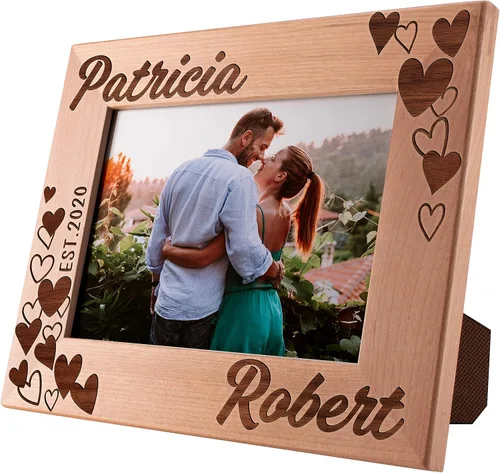 Vista 14 de Regalos de aniversario para él, ella – Marcos de fotos de amor personalizados para parejas con nombre – 4 x 6 – Regalos de San Valentín