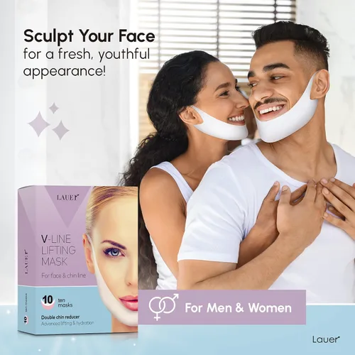 Vista 7 de Máscara facial adelgazante en forma de V, reductor de barbilla doble, máscara de elevación de línea en V, cinta de elevación de cuello, parche más