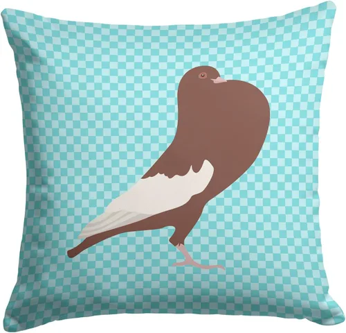 Vista 179 de Caroline's Treasures BB8163PW1414 Beltsville - Almohada decorativa de tela a cuadros pequeños, color blanco, pavo y gallina azul, lavable a máquina
