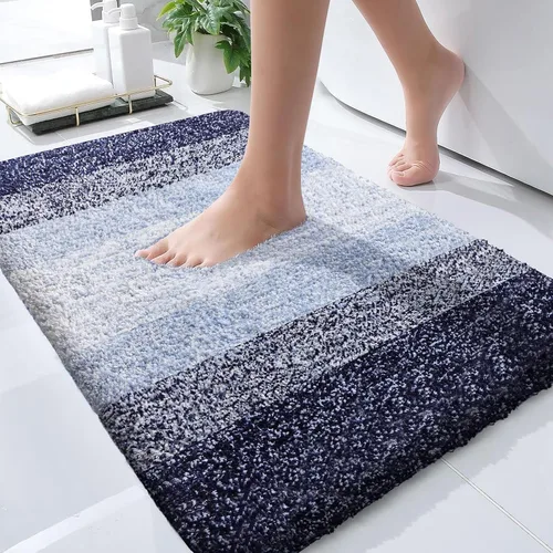 Vista 2 de OLANLY Juego de 2 alfombras de baño y alfombras de baño ombré, tamaño de alfombra de baño 30 x 20 pulgadas y juego de alfombra de baño 24 x 16 + 24
