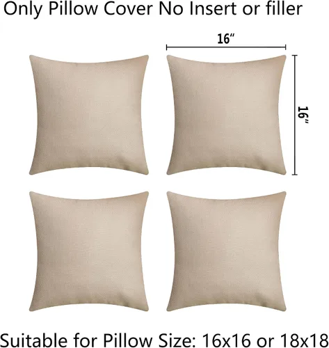 Vista 2 de Demetex Fundas de almohada de exterior de 16 x 16 pulgadas, impermeables, fundas de almohada decorativas de lino para sala de estar, balcón, jardín