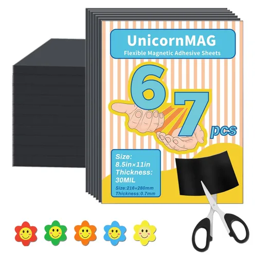 Vista 10 de Hojas magnéticas de 8.5 x 11 pulgadas, paquete de 10 hojas magnéticas flexibles con respaldo adhesivo para manualidades e imanes de fotos, adecuadas