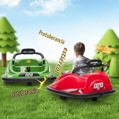 Vista 2 de Coche de parachoques eléctrico para niños de 12 V, con control remoto para padres Verde