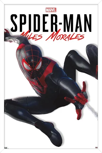 Vista 13 de Trends International Marvel Comics - Póster de pared de la serie Miles Morales, 22.4 pulgadas de largo x 14.7 pulgadas, versión enmarcada de madera