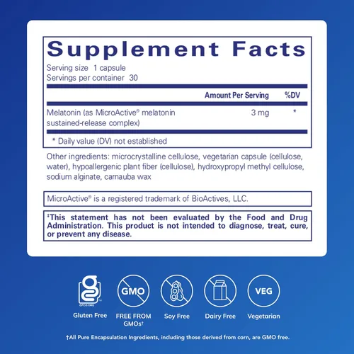 Vista 2 de Pure Encapsulations Melatonina-SR - Melatonina de liberación prolongada - Apoya el sueño reparador* - Suplemento para dormir - Sin gluten y vegano