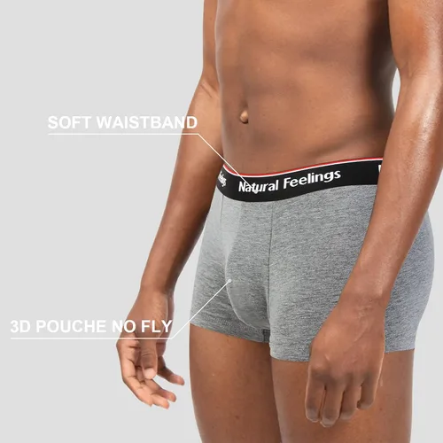 Vista 3 de Natural Feelings Calzoncillos tipo bóxer para hombre, paquete de ropa interior suave de algodón abierto
