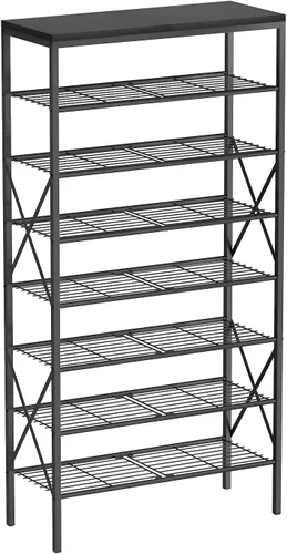 Vista 8 de Zapatero de 6 niveles, zapatero de gran capacidad que sostiene 32 pares de zapatos, estante de metal ajustable y estable, estante para zapatos