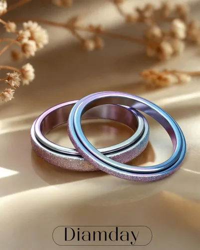 Vista 21 de Diamday Anillos antiestrés para mujeres y hombres – Anillo giratorio de acero inoxidable de 2/4 para aliviar la ansiedad y el estrés, con purpurina