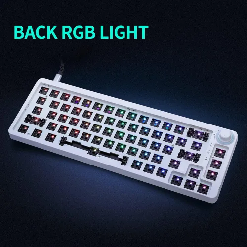Vista 6 de La caja de conexiones programable intercambiable en caliente GK68 RGB se puede reemplazar con el kit de teclado mecánico de bricolaje compatible