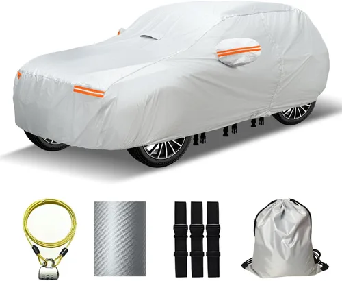 Vista 14 de Funda para coche SUV de 30 capas para automóviles, impermeable para todo tipo de clima, protección UV, resistente a la nieve, resistente al viento
